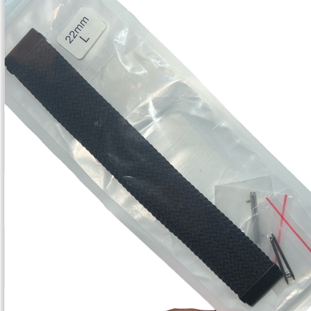 BRAIDED ELASTIC WATCH BAND BLACK LARGE - APPLE WATCH COMPATABLE